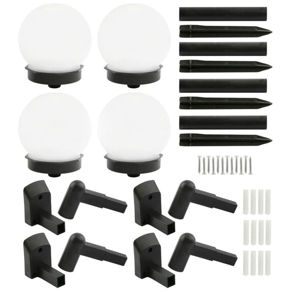 Ideaworks Outdoor Solar Globe Wall Mount or Ground Light, 4 Pack